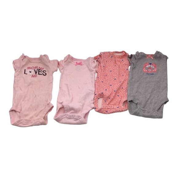Carter's Child of Mine Baby Girl Bodysuits 4 Pack Size 24M Short Sleeve Tee - Picture 1 of 12